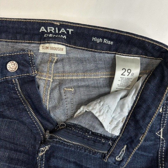 Ariat High Rise Slim Trouser Jeans 29 Denim Dark Blue Bootcut Flared Western - Picture 4 of 12